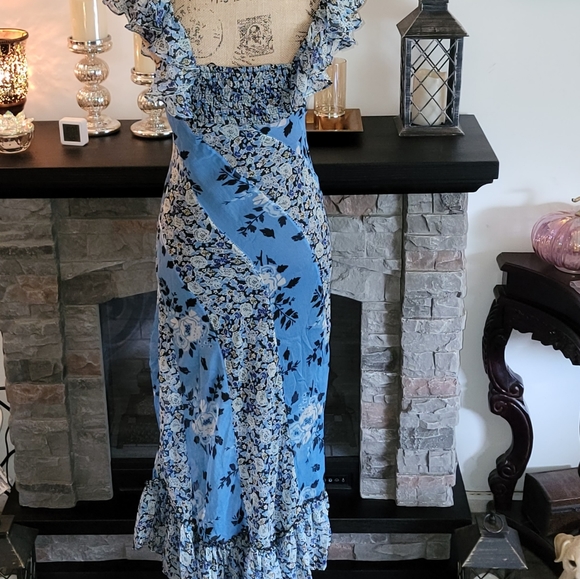 Free People Blue Floral Ruffle Maxi Dress - Picture 3 of 12